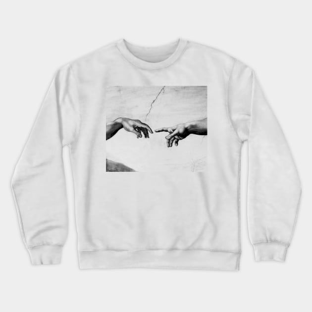 The Creation of Adam - Sistine Chapel near-touching hands of God and Adam Red Colorized Crewneck Sweatshirt by raidman84